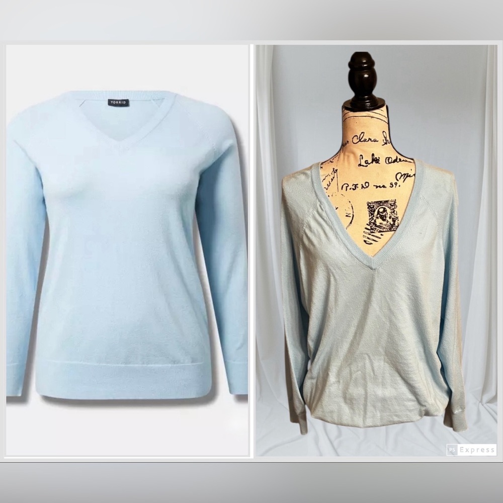 Torrid Everyday Soft V-Neck Raglan Sleeve Sweater in Summer Song Plus Size 2